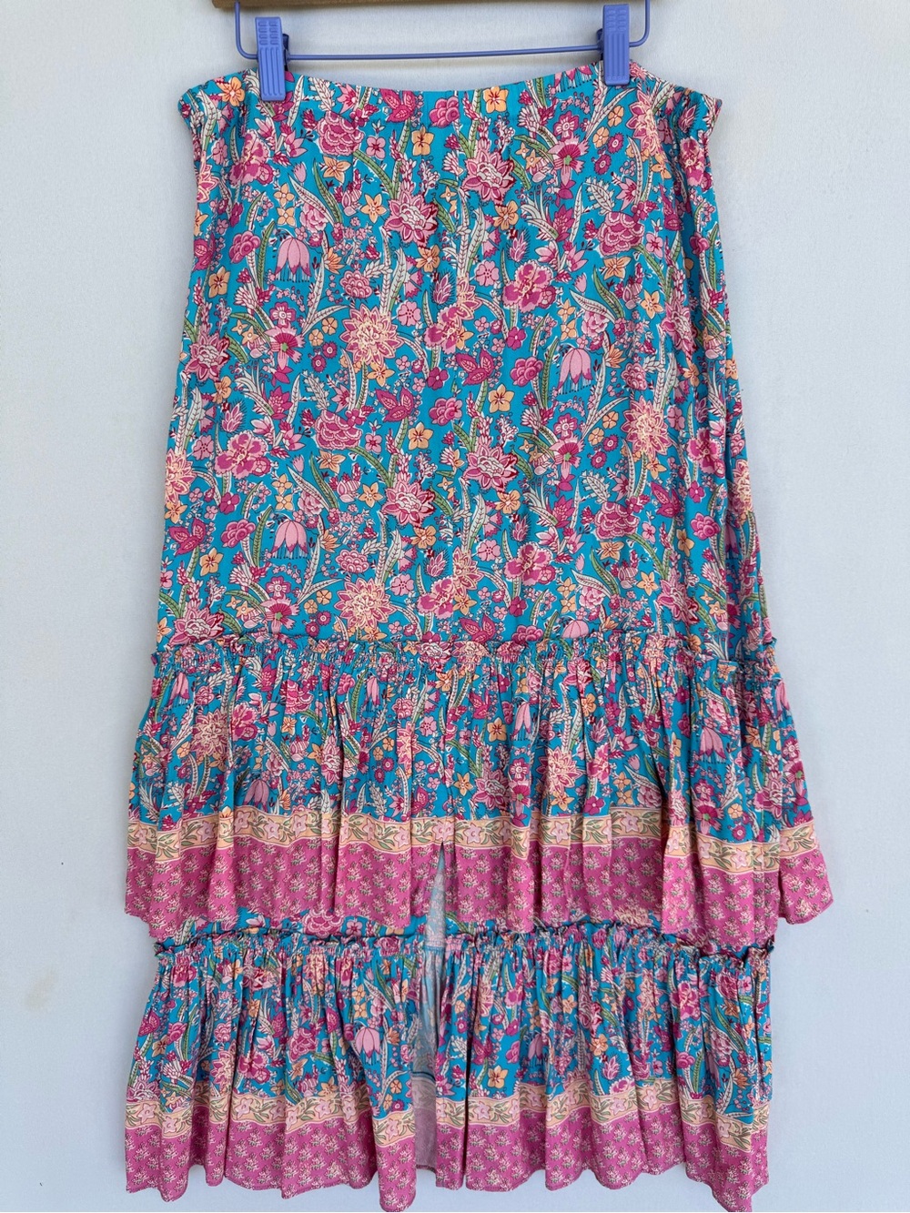 Plenty by Tracy Reese Floral Tiered Midi Skirt in Blue & Pink - Picture 10 of 10